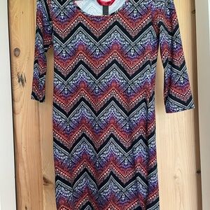 Colorful Geometric Long Sleeve Bodycon Dress